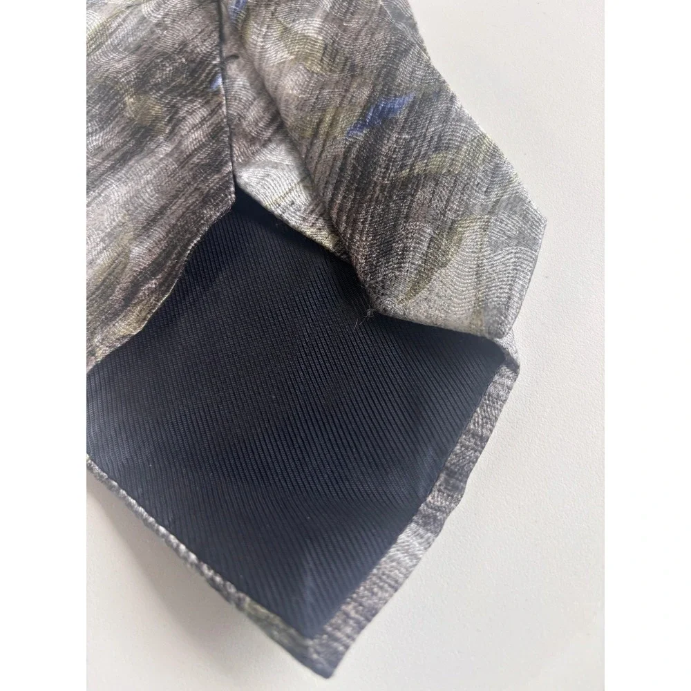 Villa Bolgheri Necktie Mens OS Grey Excellent Silk‎ Abstract Made in Italy